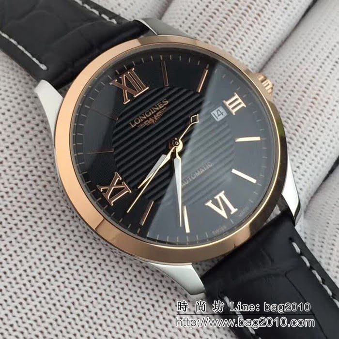 LONGINES浪琴 牛皮錶帶 全自動機械 男士腕表 WSS0125